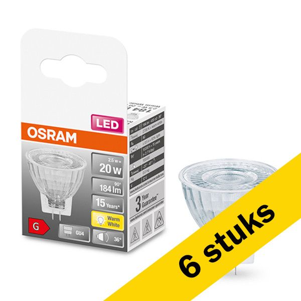 6x Osram GU4 LED spot | MR11 | 2700K | 2.5W (20W)