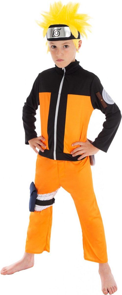 CHAKS - Origineel Naruto kostuum voor kinderen - 146/152 (11-12 jaar) - Oranje - Polyester