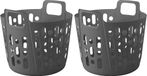 Merkloos Flexibele wasmand - 2x - grijs - 35 liter - kunststof - 39 x 41 x 36 cm