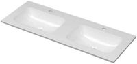 Merkloos INK Aspekt Wastafel Porselein Dubbel met 2 Kraangaten - 1200x450x15 mm - Glans Wit