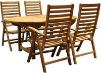 AVH-Collectie Arona table de jardin extensible ovale 160-210x90 cm plateau 2,8 cm ensemble 5 pièces teck