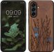 kwmobile hoesje geschikt voor Samsung Galaxy A56 5G - Hout - Donkerbruin Parelmoer lavendel design