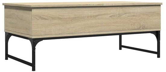 vidaXL Salontafel 100x50x40 cm bewerkt hout en metaal sonoma eiken