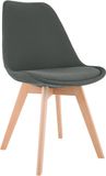CLP Linares Eetkamerstoel - Design Keukenstoel - Scandinavisch Kuipstoel - Houten Poten Stof/donkergrijs