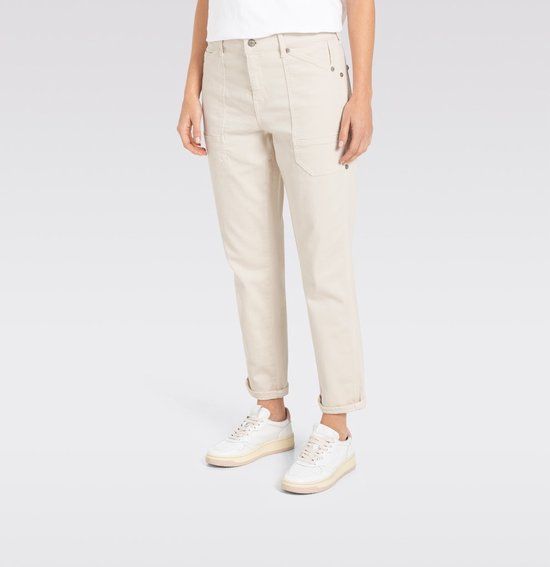 MAC IOWA L Trousers 38 Wit Katoen Elastaan Straight Fit