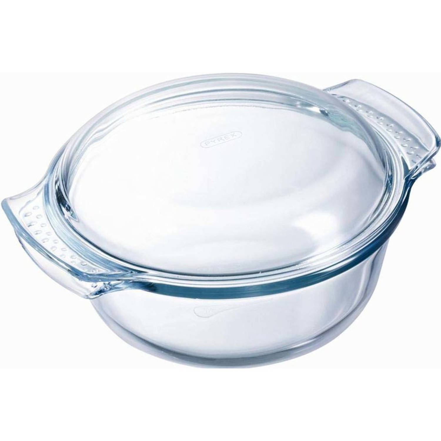 Pyrex 2x Ronde glazen ovenschalen met deksel 2,1 liter 22 x 13 x 5 cm - Ovenschaal/braadslede - Ovenschotel schalen - Bakvorm