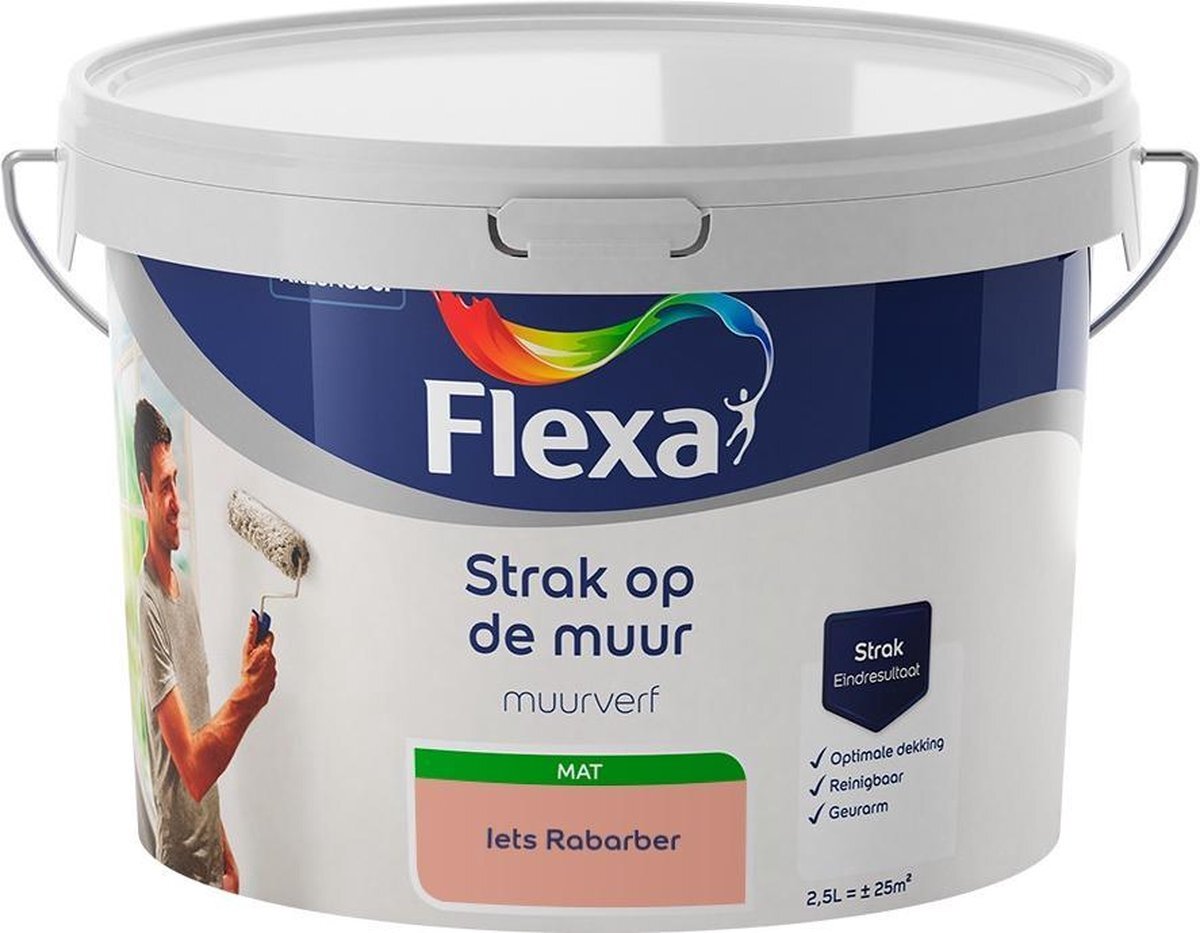 FLEXA Strak op de muur - Muurverf - Mengcollectie - Iets Rabarber - 2,5 liter