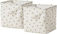 Vertbaudet Set - 2 opbergbakken - must-have - 30x30x30cm - wit, bedrukt