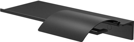 Geesa Leev Planchet Met Toiletrolhouder En Klep 28x12,5x4,6 cm Zwart