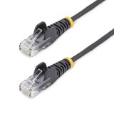 StarTech.com 15m Dunne CAT6 Ethernet Kabel, Zwart, Snagless, 100W PoE, UTP, LSZH, 28AWG