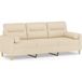 Canapé 3 places avec coussins décoratifs crème 180 cm tissu