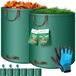 Kesser Tuinafvalzak Tuinzak Set Bladzak incl. Handschoenen - Zelf Staand 4 Handvatten Stabiel Robuust & Opvouwbaar - Bladzakken Maaisel Tuinzakken voor Tuinafval Groenafval - 6x 500 Liter, Groen