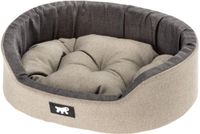 Ferplast Dandy Hondenbed, afneembaar, wasbaar kussen, katoenen hoes met zachte vulling, ook ideaal als kattenhuis, 45 x 35 x H 13 cm, bruin