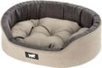 Ferplast Dandy Hondenbed, afneembaar, wasbaar kussen, katoenen hoes met zachte vulling, ook ideaal als kattenhuis, 45 x 35 x H 13 cm, bruin