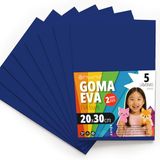 OFITURIA Eva 5 stuks kleurrijke schuimvellen voor knutselprojecten, kunst, kinderdecoratie, scrapbooking, knutseltekeningen, 20 x 30 cm, donkerblauw