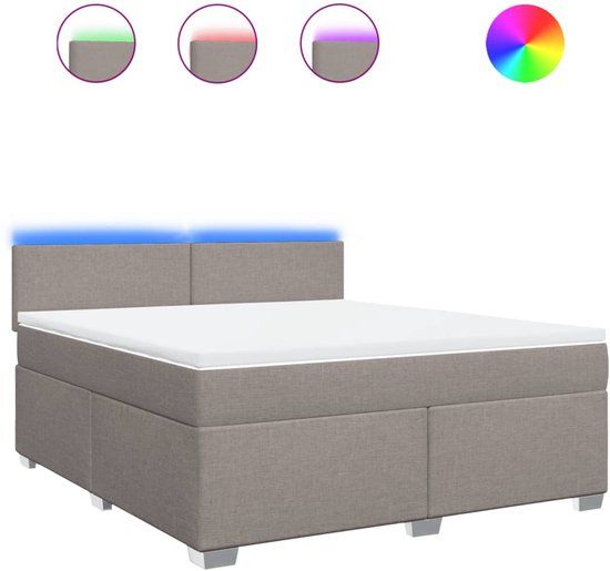 vidaXL Boxspring met matras stof taupe 180x200 cm