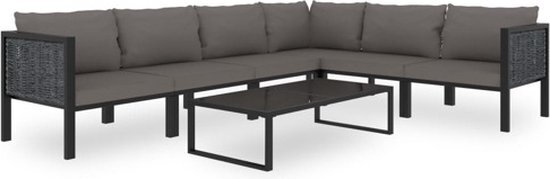 vidaXL 7-delige Loungeset met kussens poly rattan antraciet