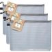 eco-eco A4+ 95% gerecyclede supersterke tassen van waterdicht mesh met zwarte ritssluiting, pak van 3