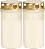 Bougies commémoratives blanches avec couvercle 6 x 12,6 cm 2 jours
