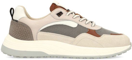 Manfield - Heren - Beige suède sneakers - Maat 40