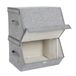 Songmics RLB02GY Boîtes de rangement, set de 2 pièces, avec couvercle rabattable magnétique, boîtes pliantes empilables avec revêtement en tissu, cadre en métal et poignées latérales, pour accessoires, jouets, vêtements