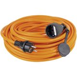 as - Schwabe Baustellen-Panzerleitung – 50 m extrem-robustes Panzer-Kabel, Schutzkontakt-Stecker & Steckdose inkl. Schutzkappe – 230 V / 16 A Verlängerungskabel – IP44 – Made in EU – Orange I 59150