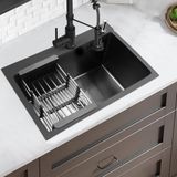 Merkloos Goodivery Moderne Zwarte Inbouw Keukenwasbak van Roestvrij Staal met Accessoires en Snelle Afvoer