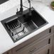 Merkloos Goodivery Moderne Zwarte Inbouw Keukenwasbak van Roestvrij Staal met Accessoires en Snelle Afvoer