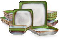 Happiq Velvet color Assiettes de petit-déjeuner – 4 personnes – 16 pièces – Céramique – Coloré