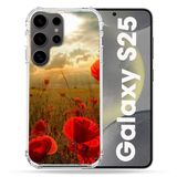 Versterkte Samsung Galaxy S25 Versterkte hoes met klaproos bloem design