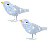 Lumineo Oiseau éclairé - 6x pièce - 16 cm - 30 lampes à LED - blanc clair - acrylique - décorations de Noël - oiseau