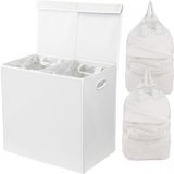 Simple Houseware Dubbele wasmand met deksel en afneembare zakken, wit