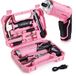 WORKPRO Gereedschapsset roze 18-delig met USB C accuschroevendraaier klein