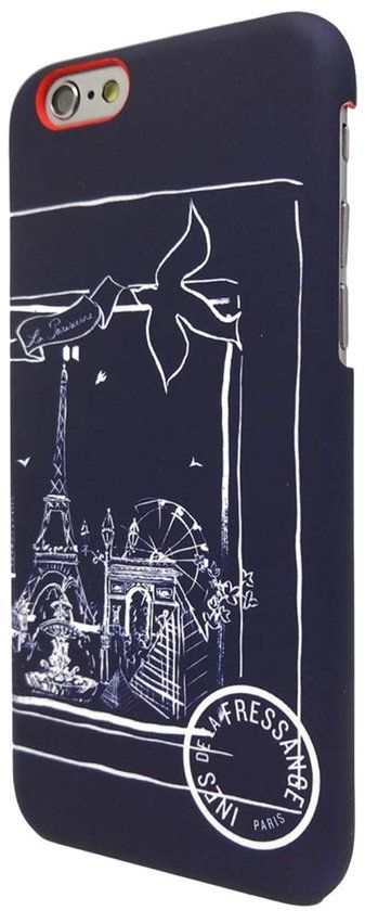 Ines de la Fressange iPhone 6/6S Hoesje Semi-hardcase Sjaal Patroon Marineblauw