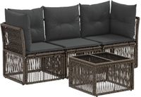 vidaXL Tuinbankenset 4-zits Grijs Polyrattan