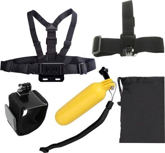 YKD - 5-in-1 GoPro Kit: Borstgordel, Hoofdband, Drijvende Handgreep, Polsband & Tas - HERO6 / 5 / 4 / 3+ / 3 / 2 / 1