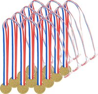 Gouden medaille met lint - plastic - 38mm - set van 12