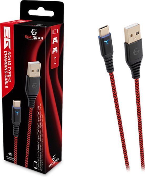 EgoGear SCH10-NS-RD USB-kabel 3 m USB A USB C Zwart, Rood