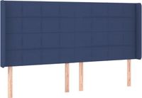 vidaXL Hoofdbord met randen stof blauw 163x16x118/128 cm