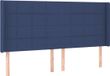 vidaXL Hoofdbord met randen stof blauw 163x16x118/128 cm