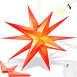 KESSER® LED Kerst Ster 3D, Rood, 35 cm