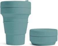 Merkloos / Sans marque Wan GmbH Opvouwbare Koffiekop - Reismok Deksel - Dranken Onderweg - Compact Zakformaat - 355ml - Eucalyptus