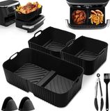Shenzhen Haorui Industrial Technology Co., Ltd. Air Fryer Accessoires Set - Dual Siliconen Pot Liners - 7 stuks voor Ninjas 104L AF500 - met borstel handschoenen & clip - Herbruikbare Mand Rack Accessoires - Air Fryer Oven