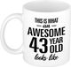 Bellatio Decorations Shoppartners Bv This is what an awesome 43 year old looks like - cadeau koffiemok - beker - 300 ml - verjaardag 43 jaar - kado mok / beker