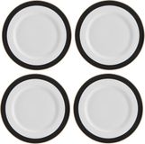 Mikasa Luxe Deco Chinese Eetborden, set van 4 grote borden met Art Deco Streep, 27cm
