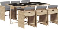vidaXL 7-delige tuinset met kussens, polyrattan, gemengd beige