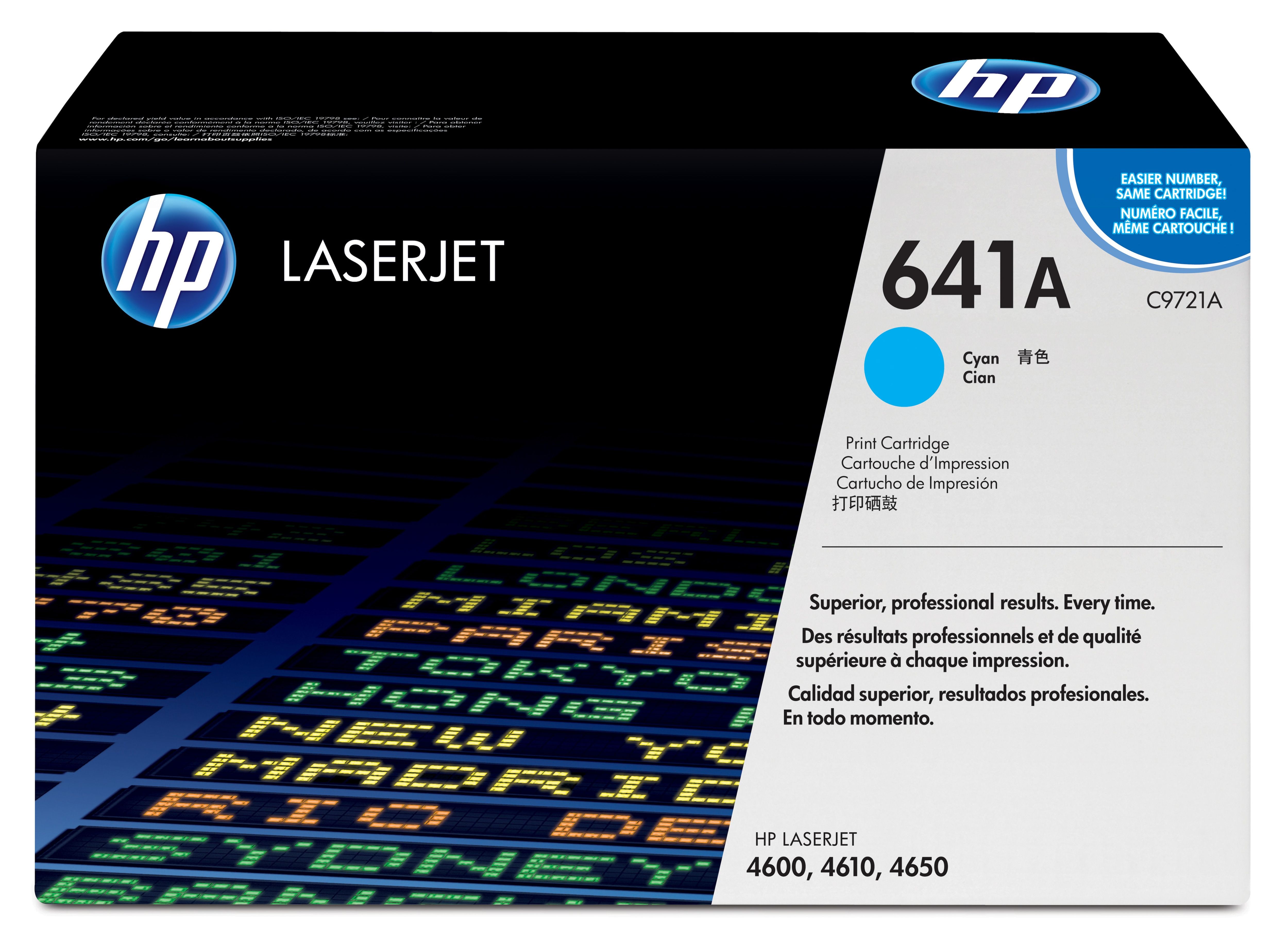 HP 641A Cyan Original LaserJet Toner Cartridge - C9721A