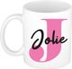 Bellatio Decorations Naam mok Jolie - roze - wit - keramiek - 300 ml - cadeau beker