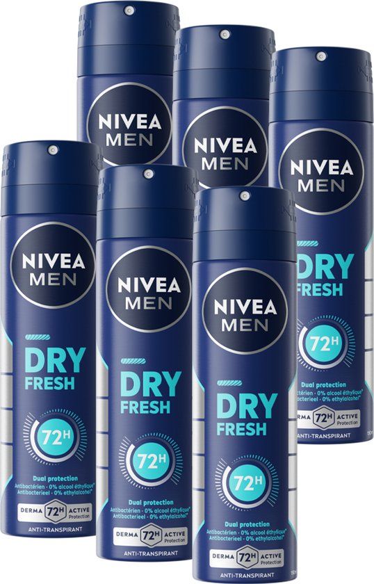 NIVEA MEN Dry Fresh Anti-Transpirant Deodorant Spray - 6 x 150ml