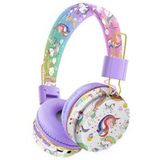ELVANZA Kinderhoofdtelefoon, Draadloze Bluetooth-hoofdtelefoon met Tekenfilmfiguren, Bluetooth 5.3, 8 Uur Batterijduur, 15 Meter Bereik, Stereo Geluid, Paars